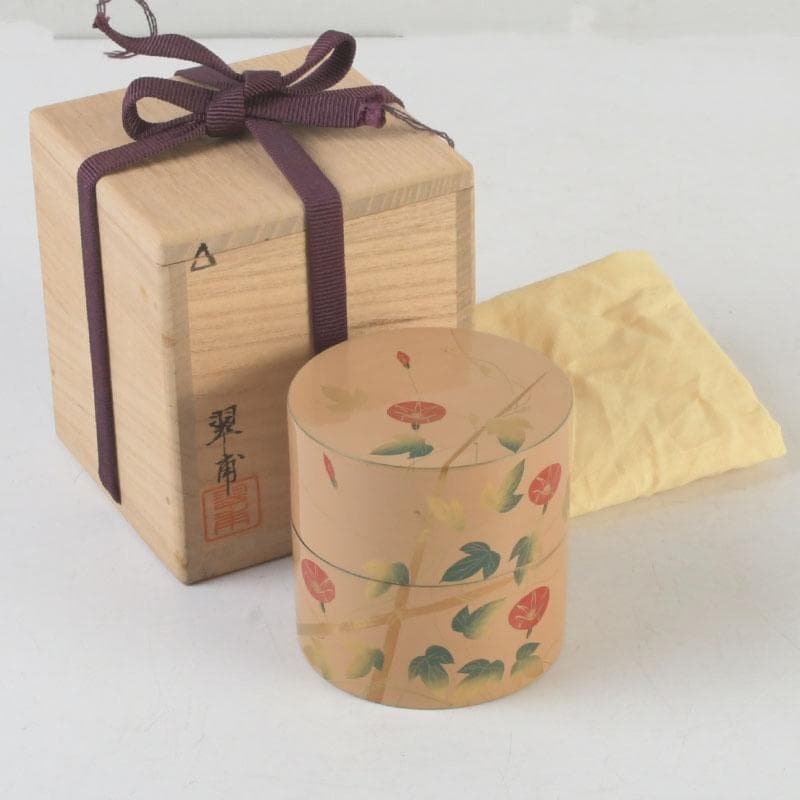 茶道具　塗師　翠甫作　朝顔蒔絵　茶器　共箱　V　9901