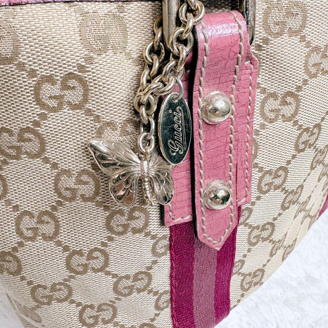 GUCCI 139261 GGキャンバス トートバッグ ピンク ハンドバッグ