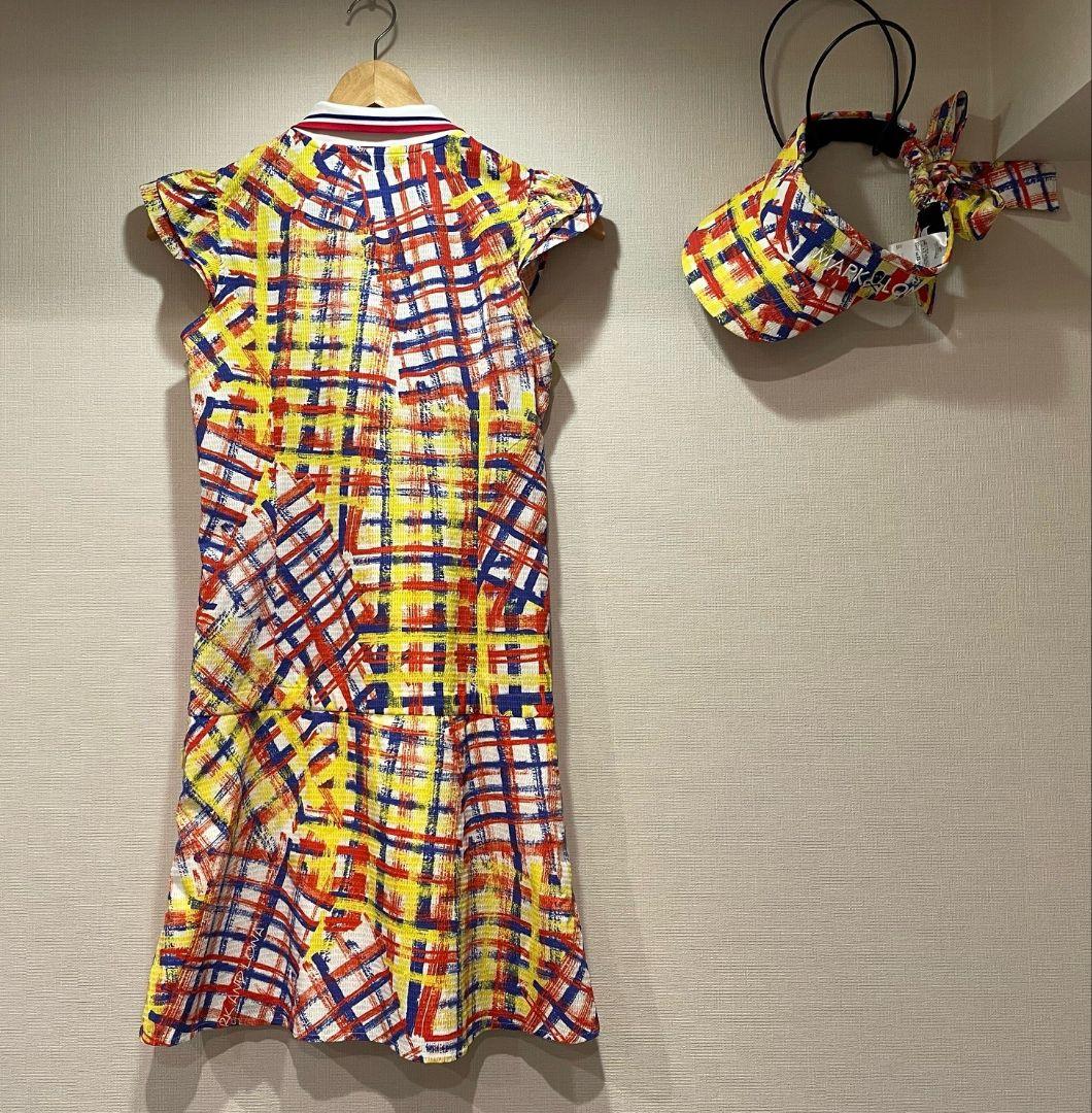 美品✦マークアンドロナ✦キンガムチェックワンピース＆サンバイザーセットアップ