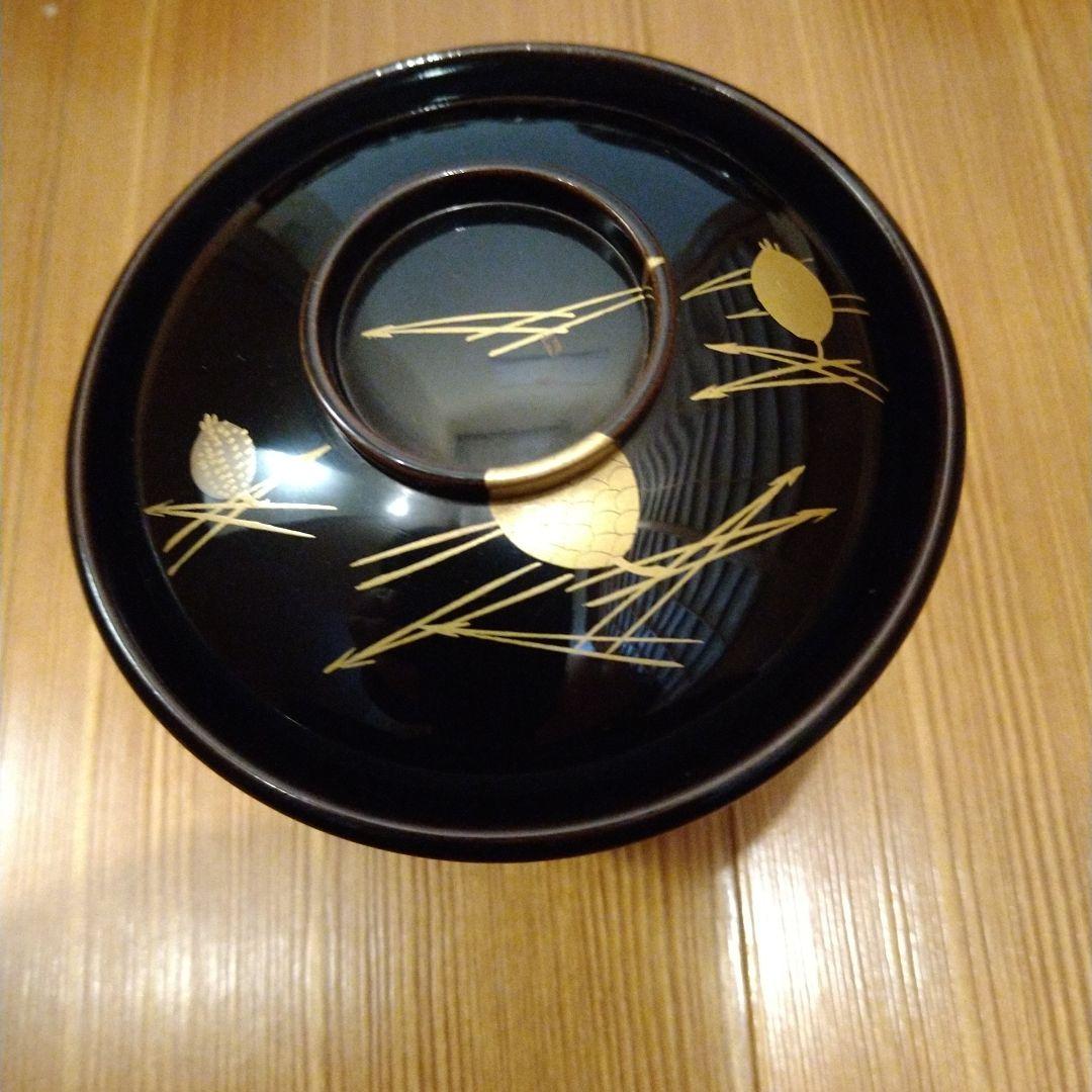 箸洗　松葉蒔絵　黒塗　１０人前