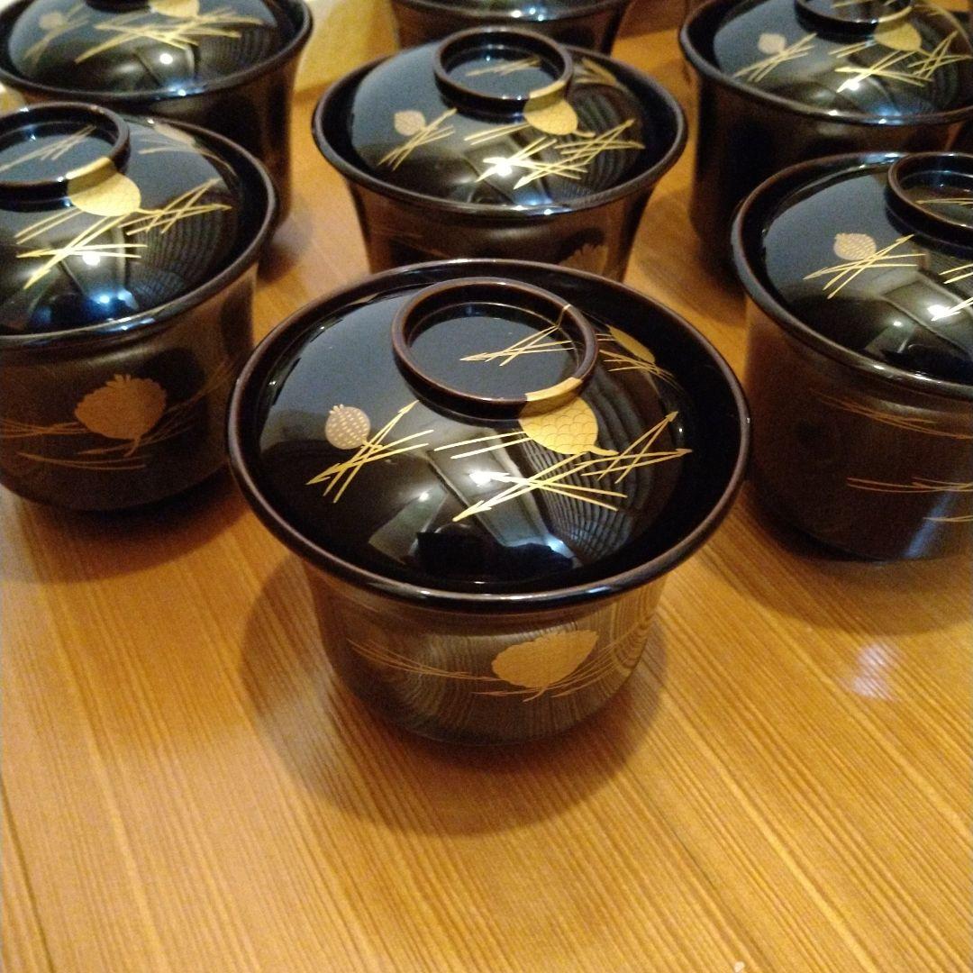 箸洗　松葉蒔絵　黒塗　１０人前