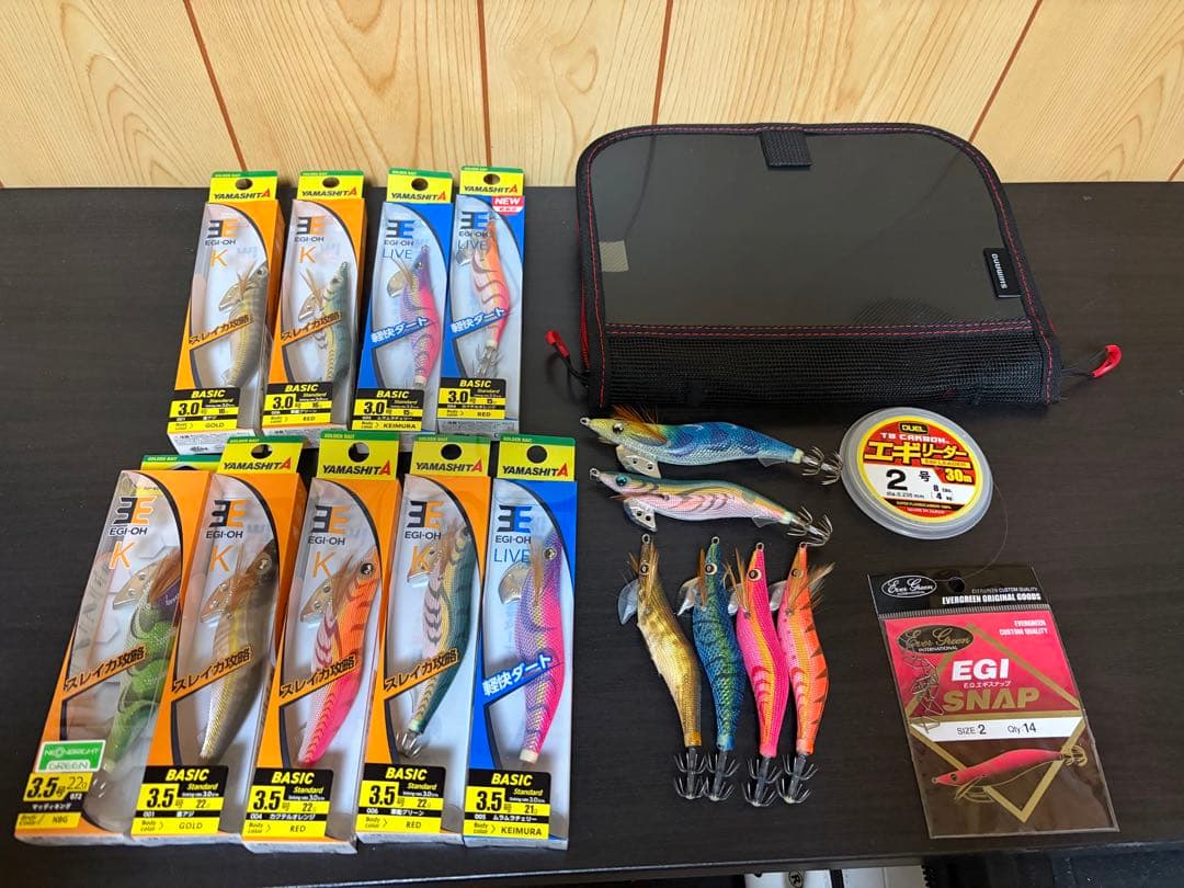 【15点セット】エギ王k、LIVE他　ケース、リーダー、スナップ