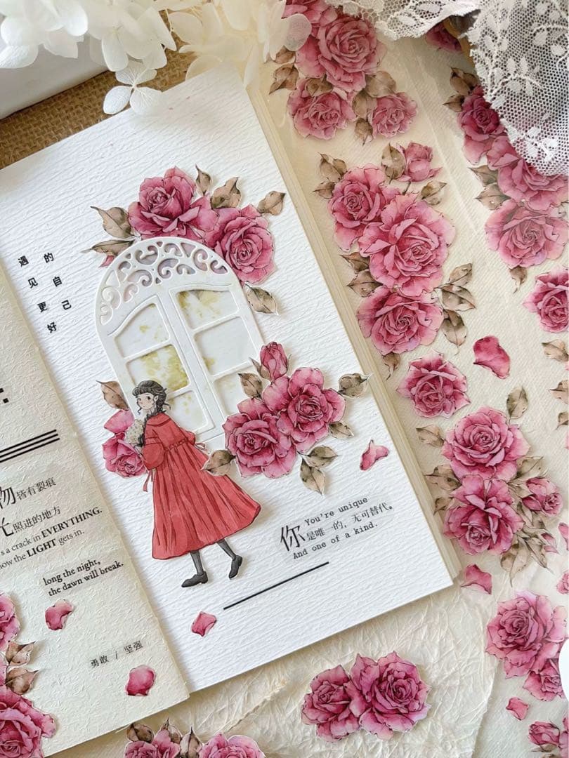 壹洱原创《粉颜》海外マスキングテープ　マステ 【1558】