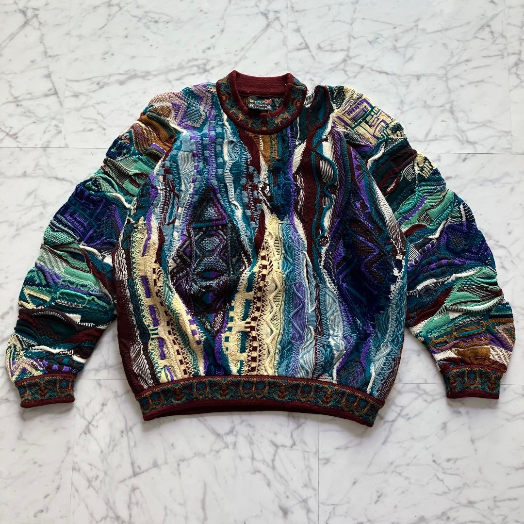 【美品】COOGI 3Dニット セーター黒タグ ウール100% オーストラリア製
