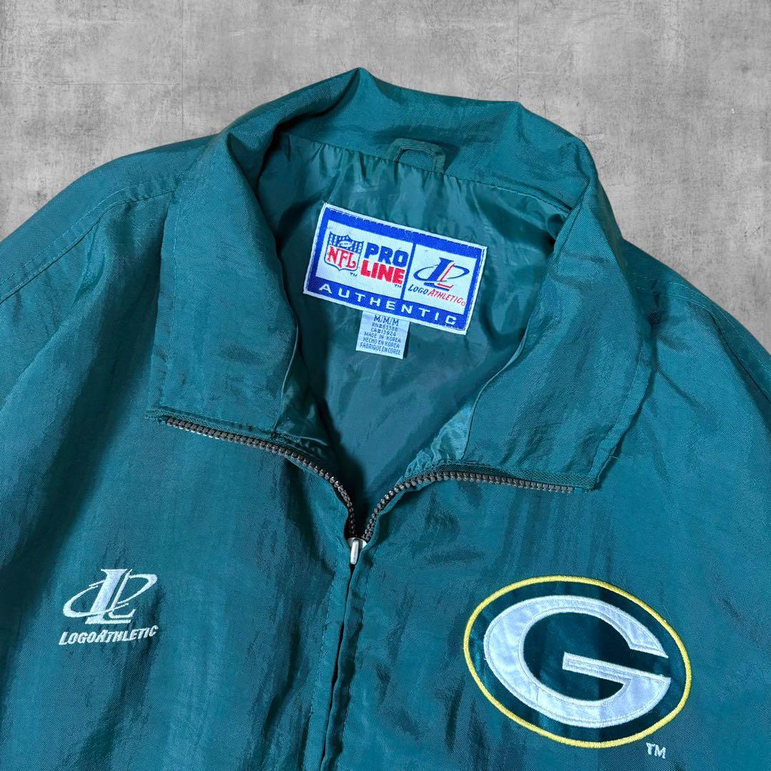 【90s】 NFLパッカーズロゴアスレチッ クナイロンジャケット刺繍グリーンL相