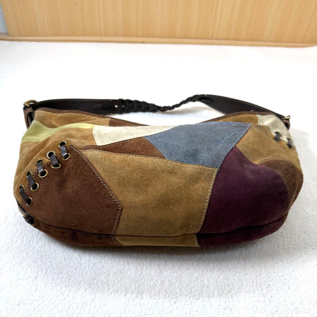 COACH コーチ 9587 スエード×レザー パッチワーク ショルダーバッグ