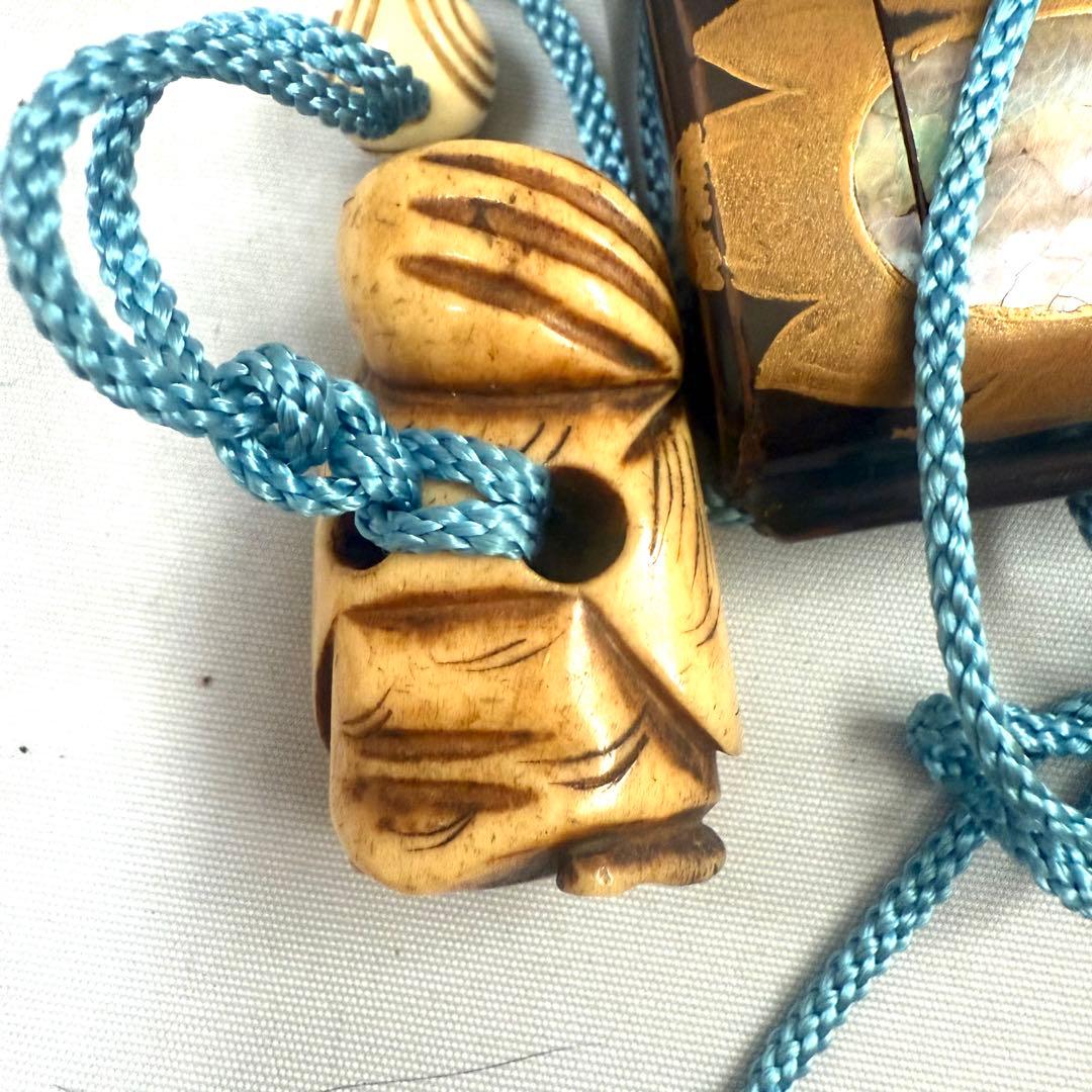 時代物　蒔絵　螺鈿　印籠　根付