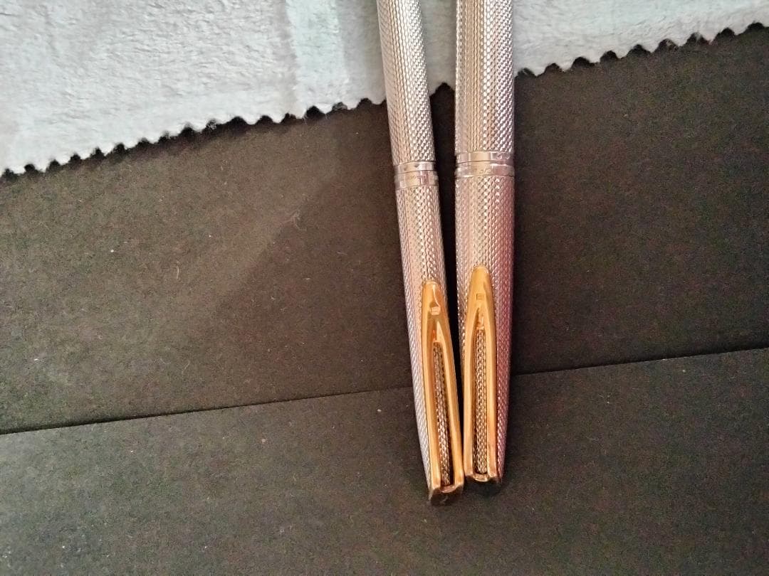 シルバー メタル万年筆と ボールペン 2本セット