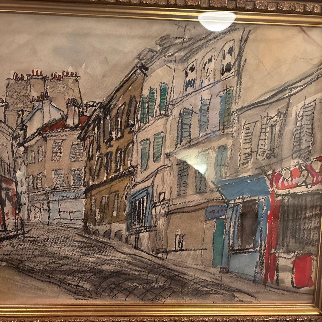 児玉幸雄　スケッチ　水彩画　パリの街並み