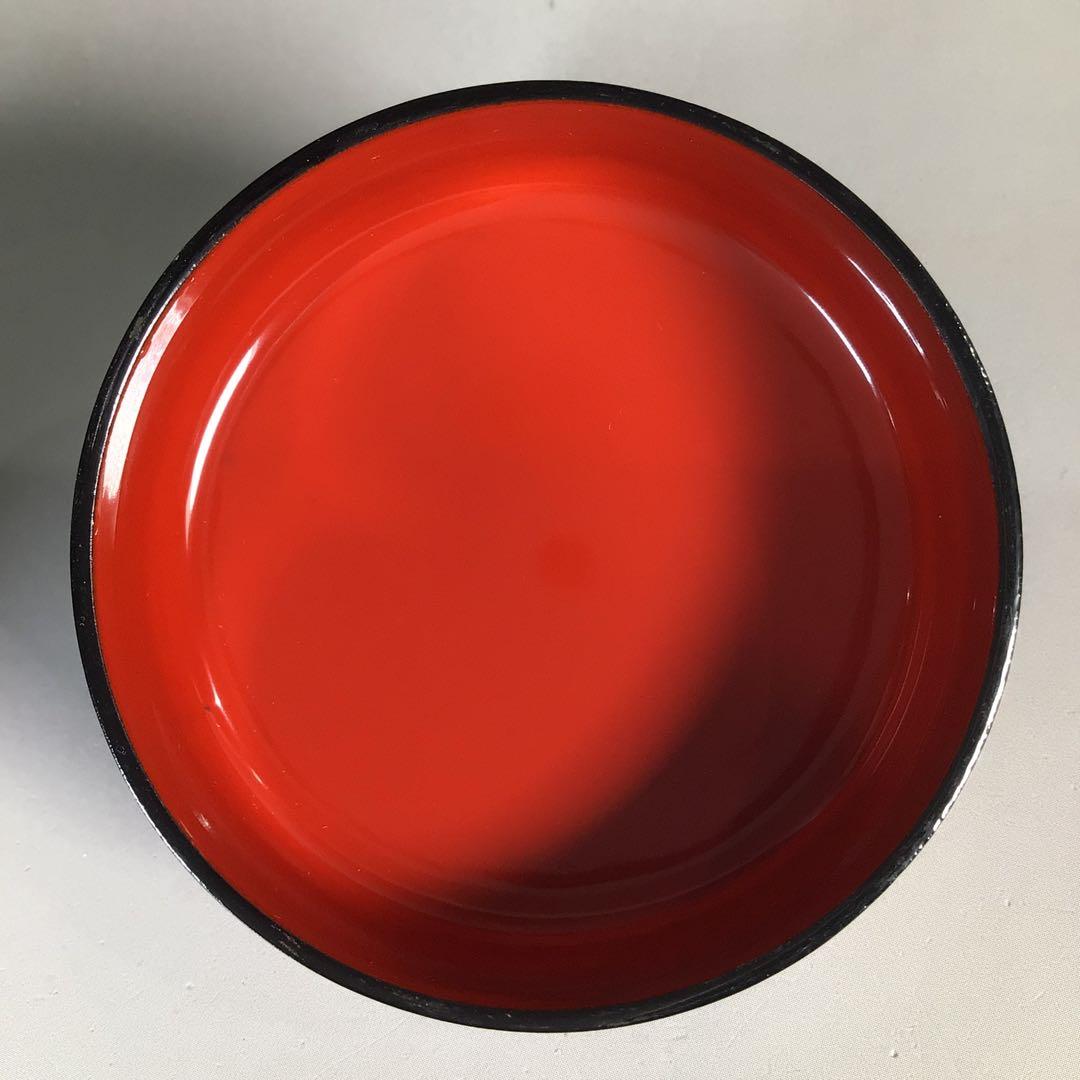 Ｎ９９８　棗　『中出松峰作』『黒漆内朱』『貝合立雛蒔絵』『中棗』　共箱　茶道具