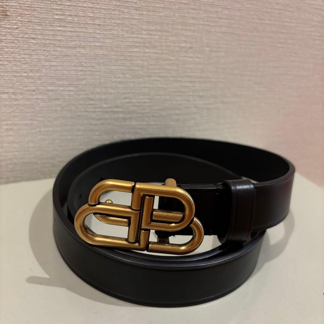 【値下げ中！！！】BALENCIAGA ブラック ベルト ゴールドバックル