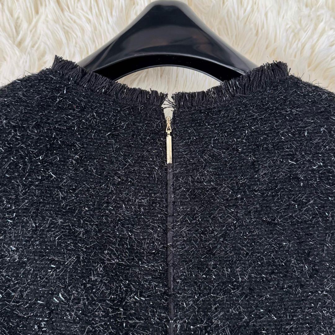 美品✨ケイトスペード ラメツイード 美シルエットドレス 0 ワンピース フリンジ