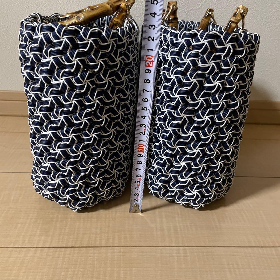 とわ　　花結び編みかごバッグ　3個セット