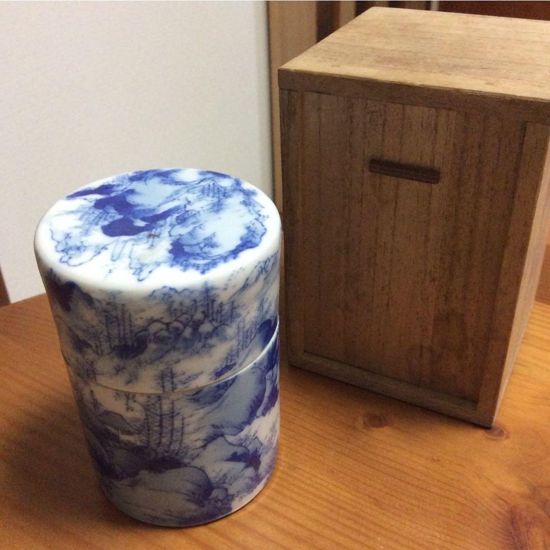 アンティーク 陶製の茶筒