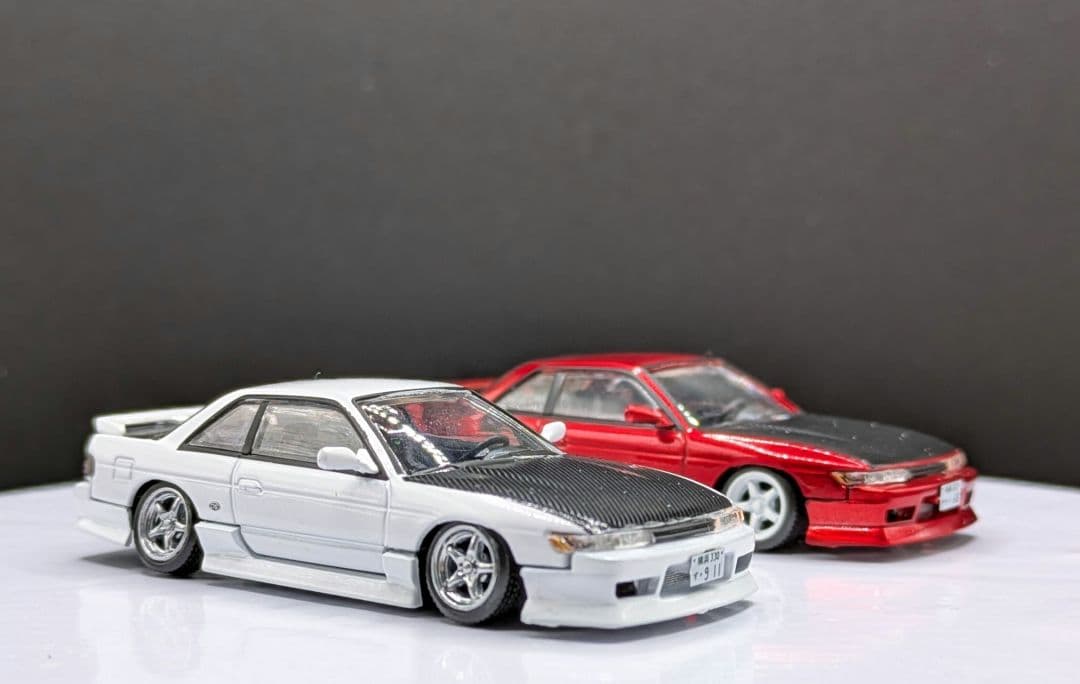 1/64 ニッサン シルビア S13 ミニカー フルエアロ仕様(2台セット)