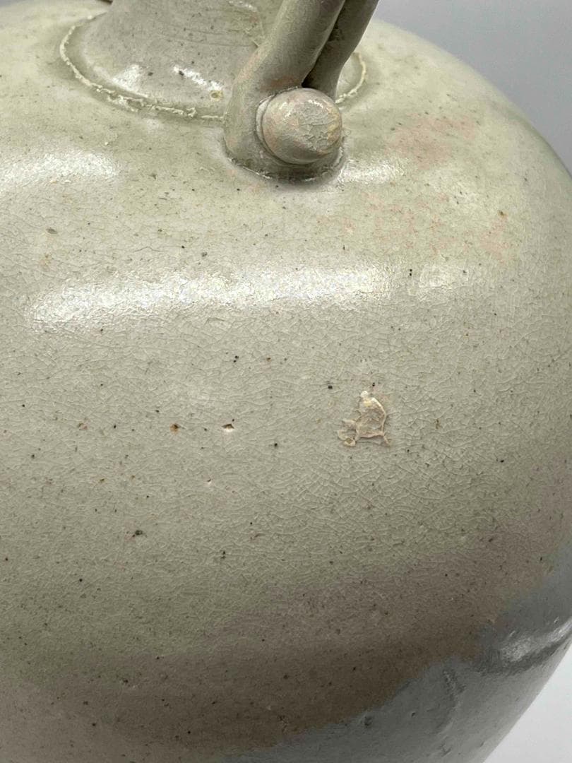 唐時代 白磁双龍耳大尊 巩県窯白瓷 【旧家旧蔵】　希少貴重　花入(B-68)