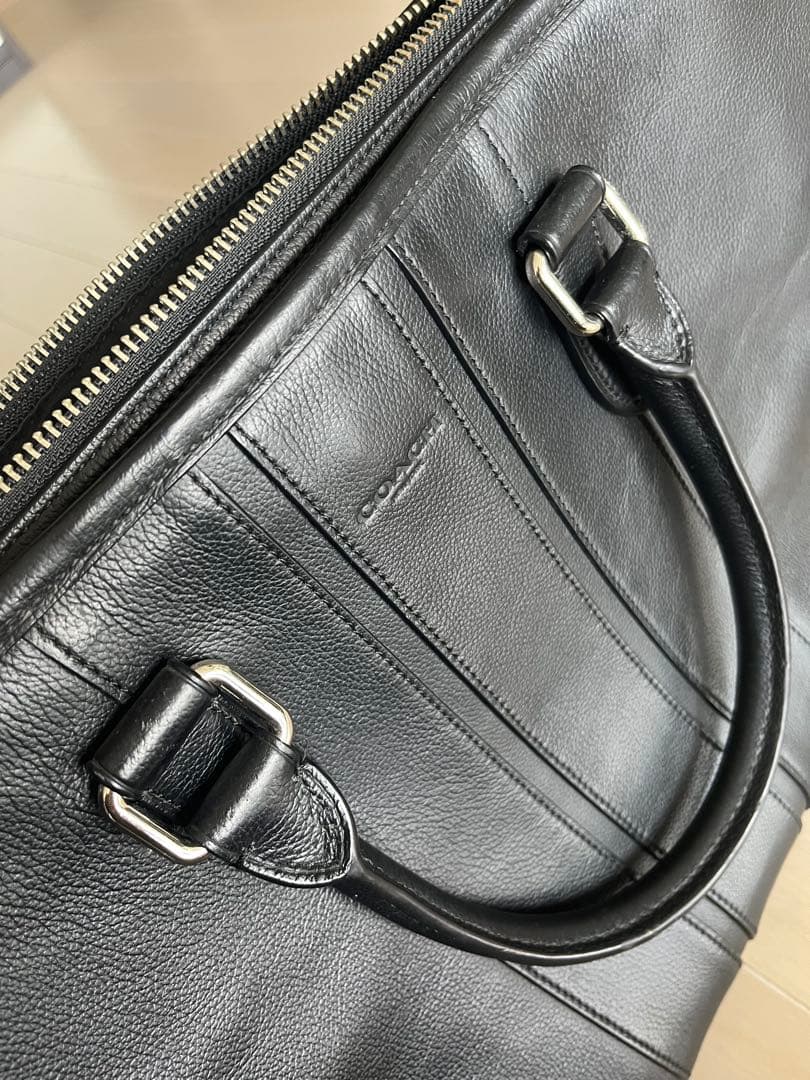 美品 COACH コーチ ビジネスバッグ オールレザー ストラップ付 ブラック