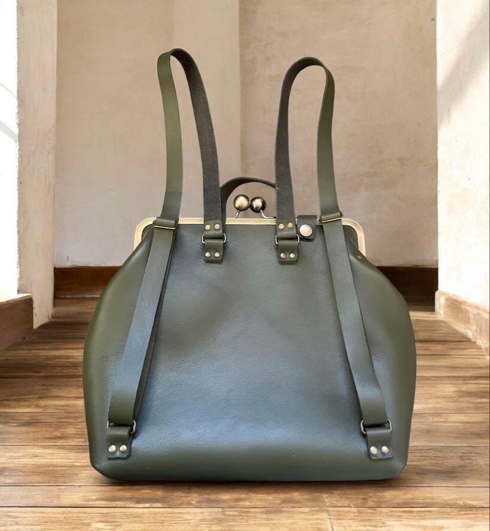 イタリアンレザー がま口リュック