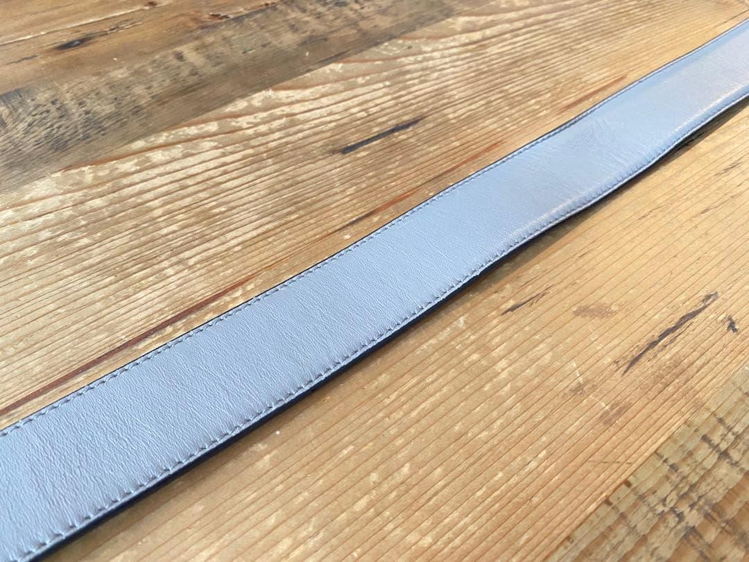 GUCCI グレー レザー ベルト ダブルGロゴ