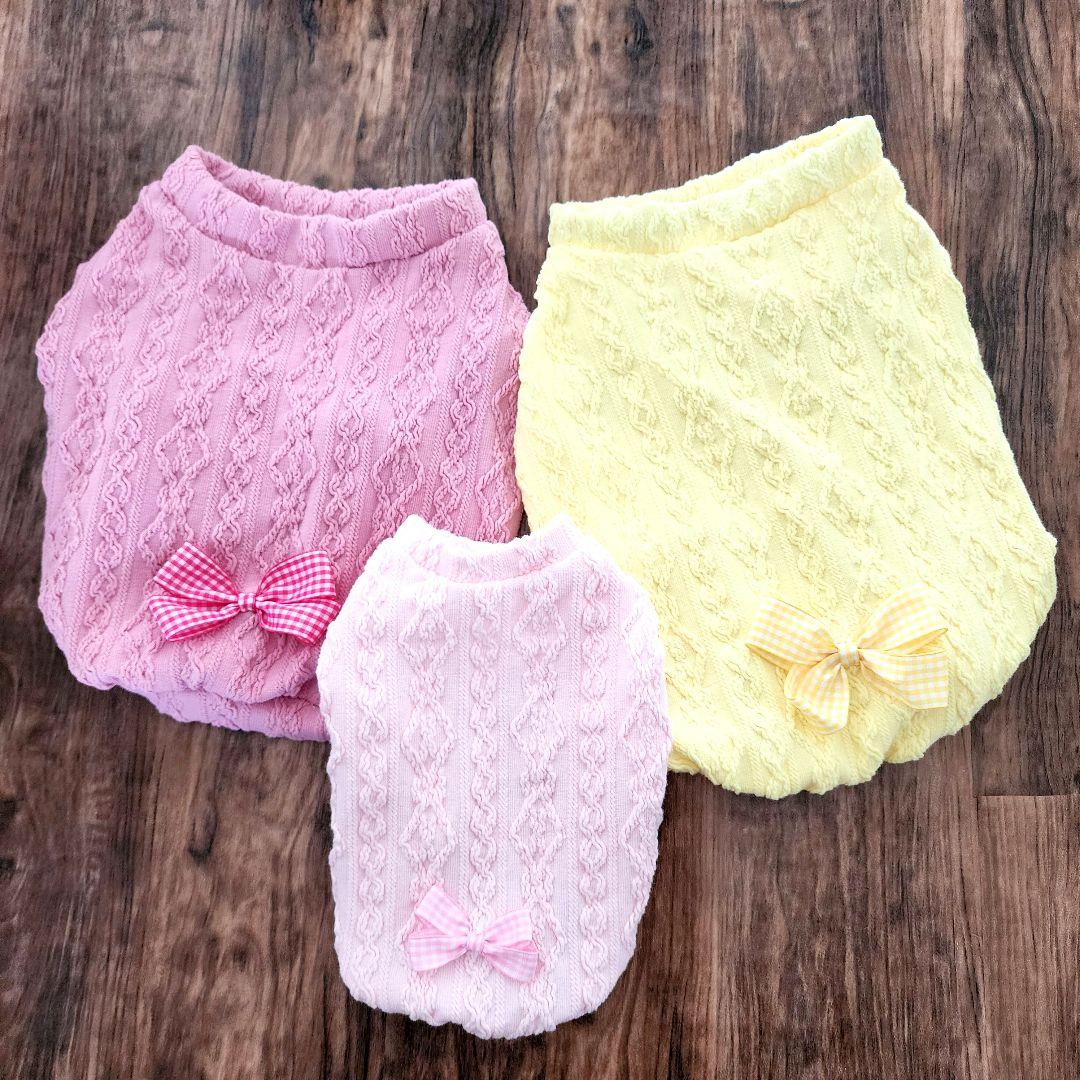 ぴーち様❤️秋冬♡アランニット♡メルヘン♡くま耳♡タンクトップ♡ハンドメイド犬服