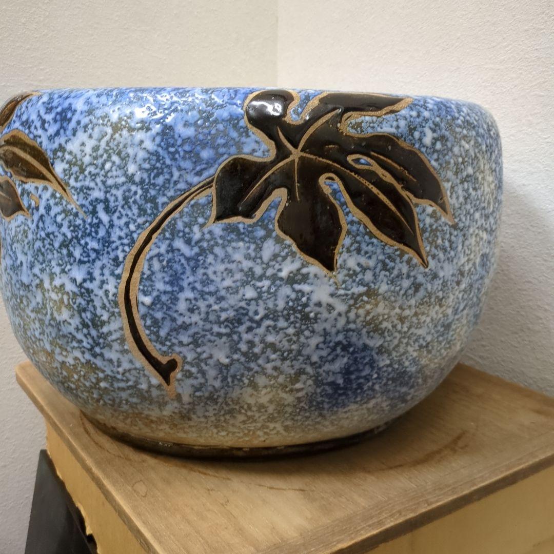 骨董　火鉢　大型　リーフ　レトロ　睡蓮鉢　めだか　金魚　鉢カバー