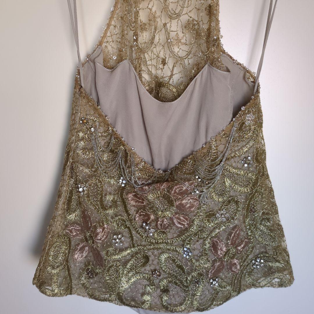 ラルフローレン エレガント ゴールド ビーズ刺繍 キャミソール