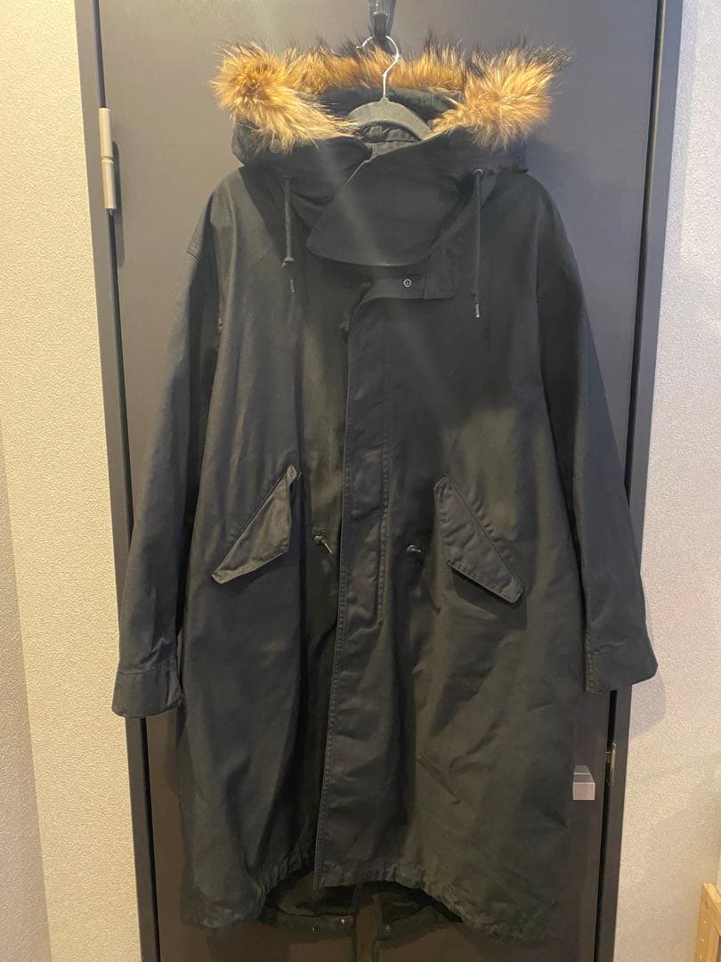 モンキータイム　ファー付き黒モッズコート