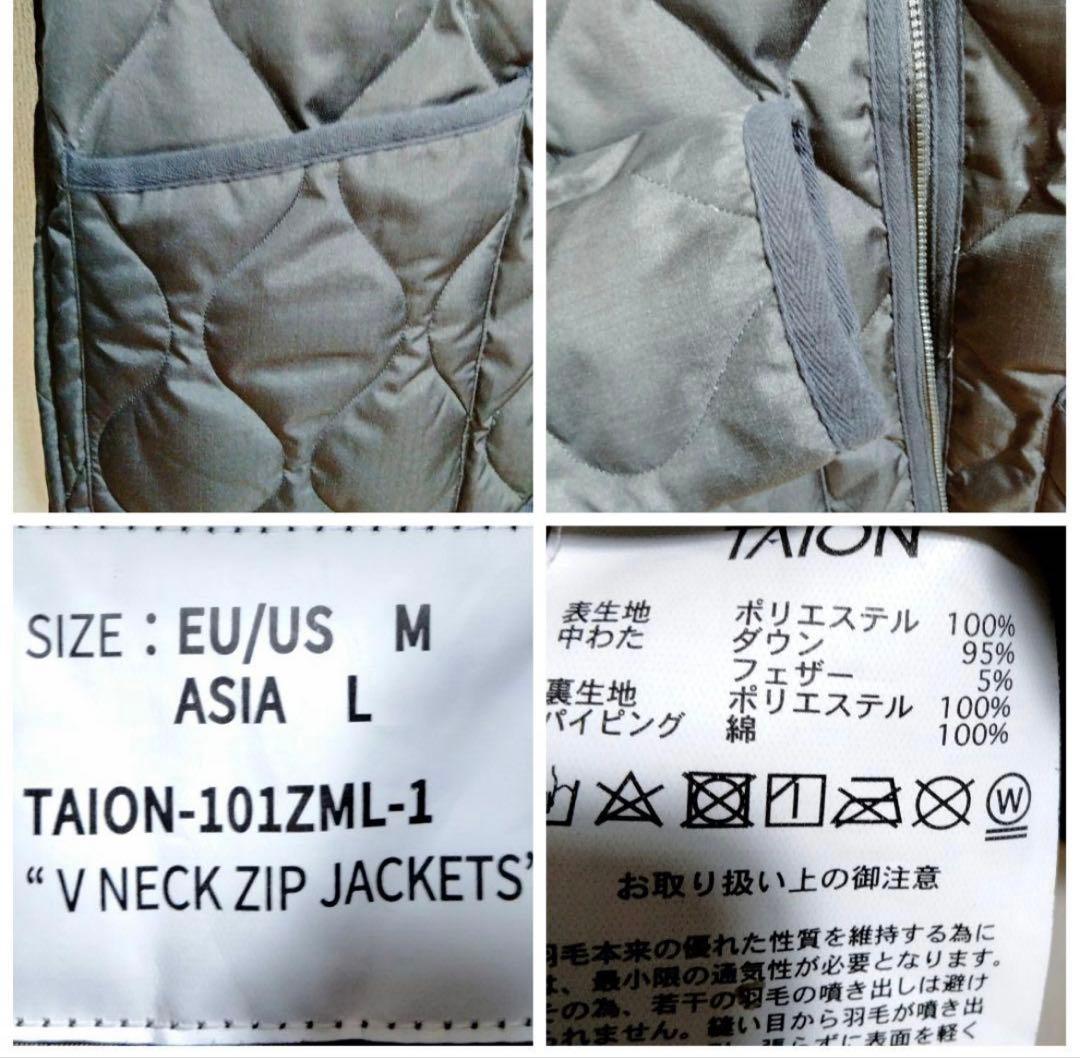 シュウ 様TAION ミリタリー ジップ Vネック ダウン ジャケット L 美品