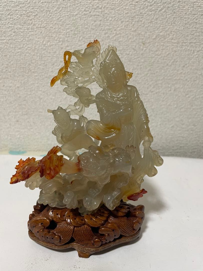 中国美術　置物　玉石　瑪瑙　メノウ　美しい彫刻
