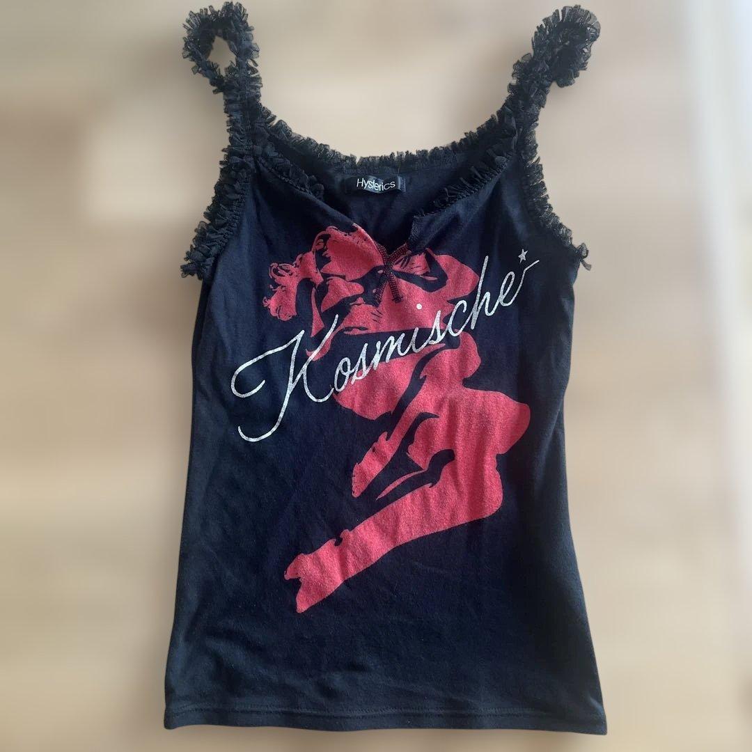 HYSTERIC GLAMOURフリルキャミソール ブラック/レッド