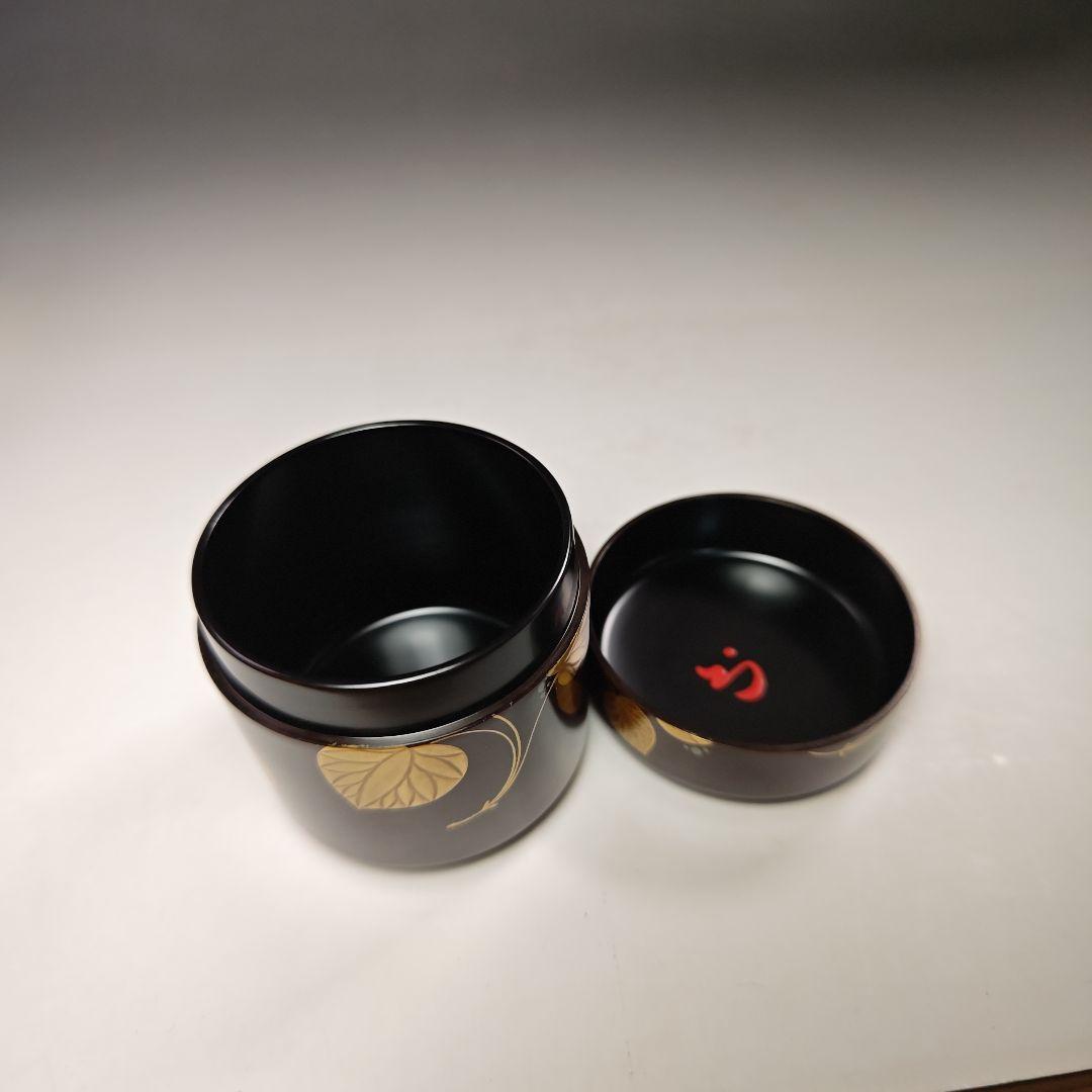 イ468 棗『漆専堂　岡本漆園』『葵蒔絵留塗雪吹』『久田宗也（尋牛斎）極箱』茶道