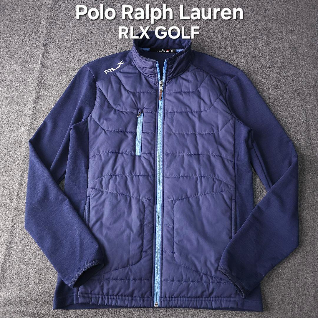 RLX ポロラルフローレン ハイブリッド 中綿ブルゾンニットジャケット S 紺色