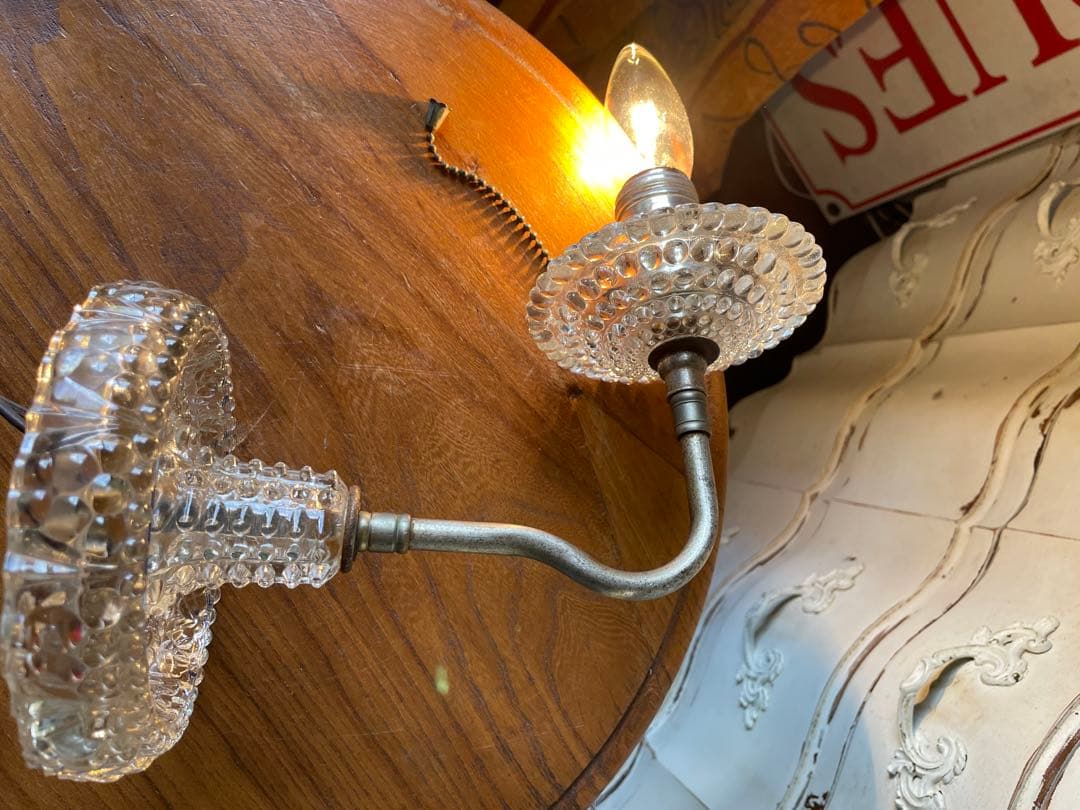 アンティーク　ウォール　壁掛け　ランプ　ミルクガラス　ガラス　シェード　アメリカ