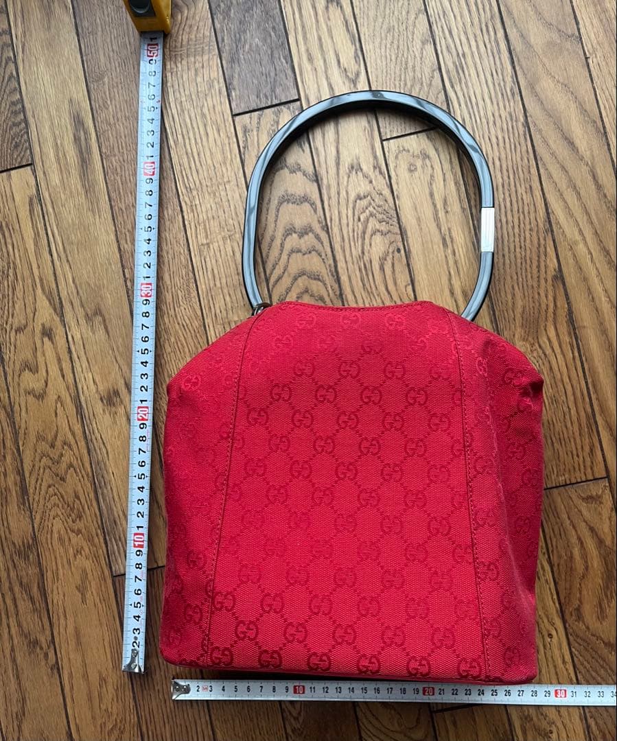 GUCCI GGパターン レッドハンドバッグ