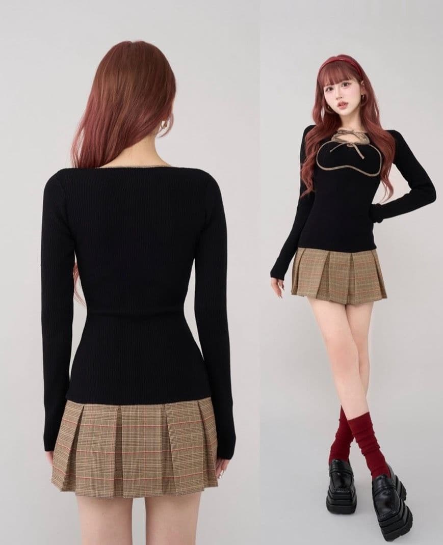 【完売商品】新品タグ付 ダーリッチ ポイントチェックニットミニワンピース FL