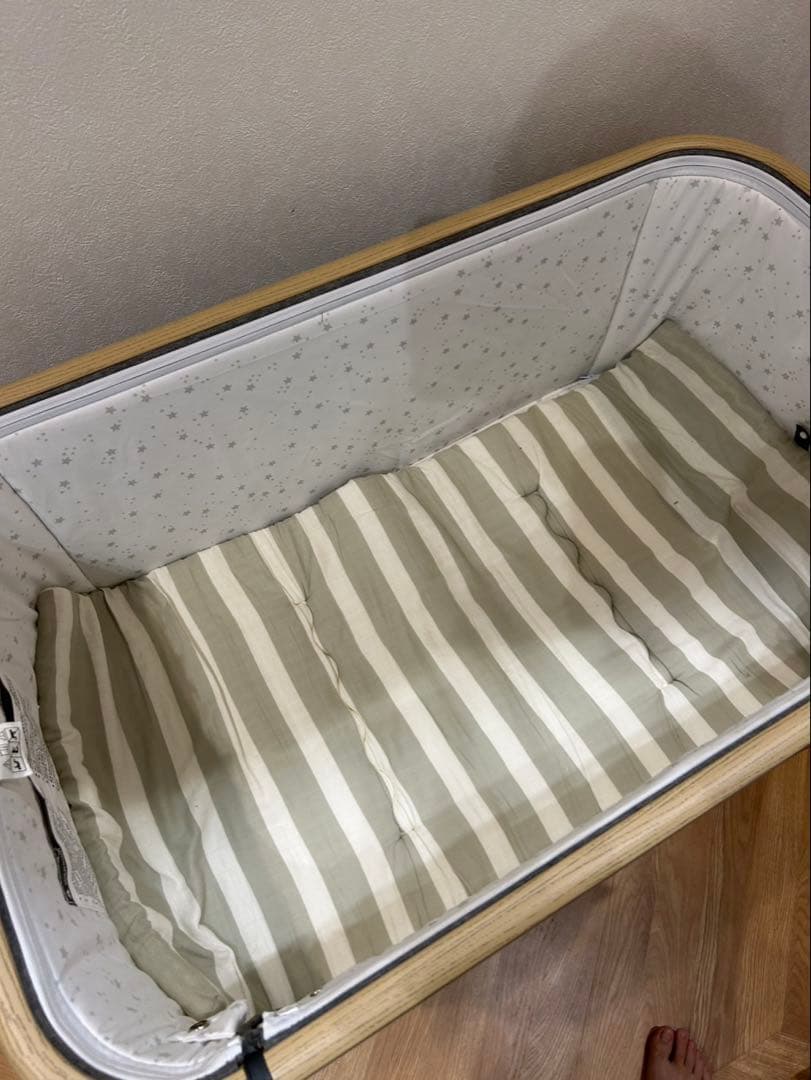 HZDMJ ベビーベッド 高さ調節可 折り畳み たまひよ ごろ寝マット付き