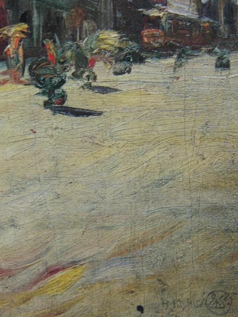 岸田劉生、街道（銀座風景）、希少画集画、新品高級額・額装付、状態良好