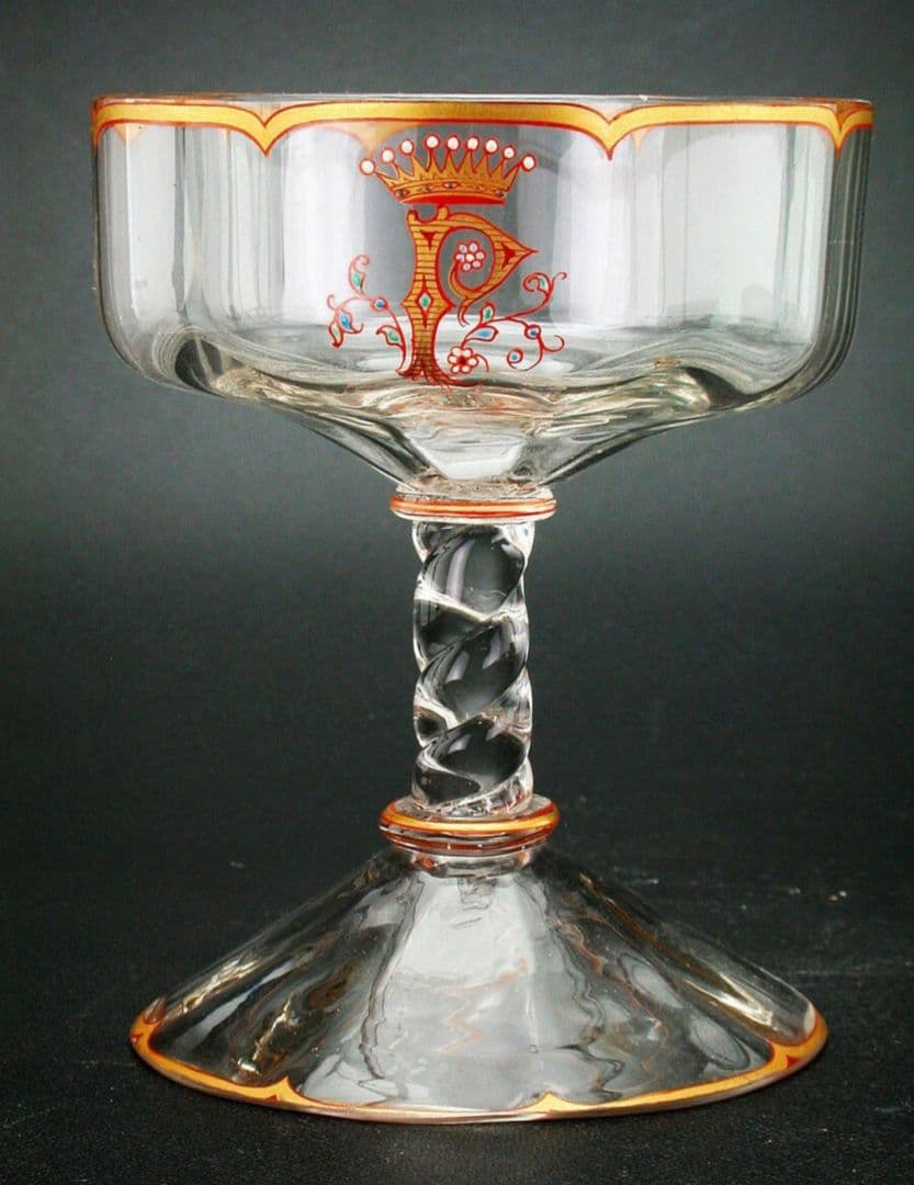 【期間限定値下】エミール・ガレ★エナメル彩★花装飾文★キャビネットグラス