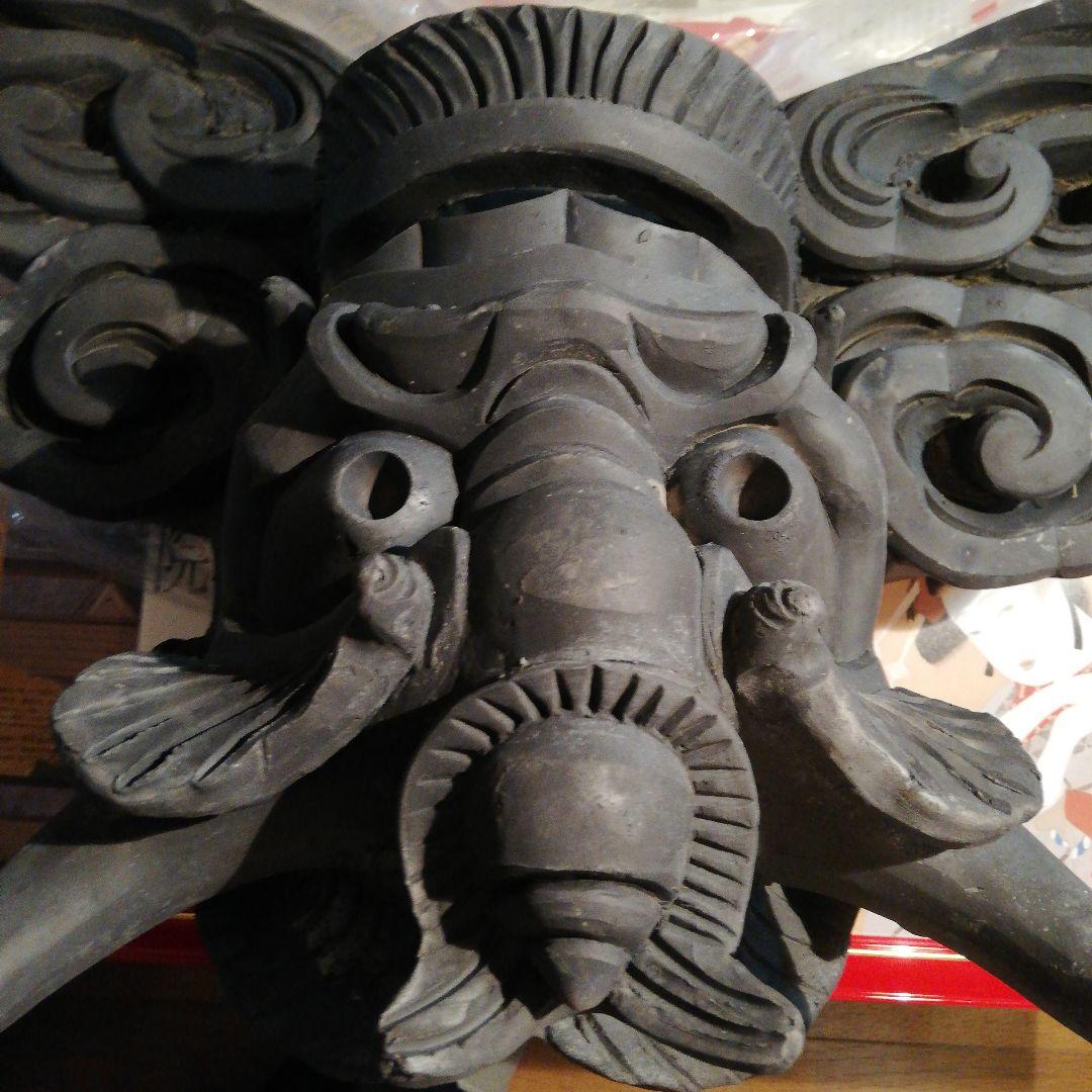 江戸時代後期幕末期頃凄まじい迫力大型寺社仏閣魔除厄除大棟鬼師鬼面細密造形時代古瓦