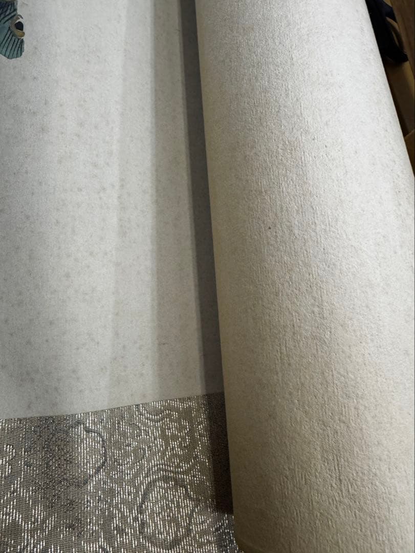 後藤松亭作 牡丹と孔雀図　日本画　掛け軸