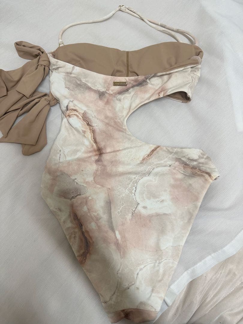 eimyistoire マーブルバイカラーサイドリボンワンピース　水着