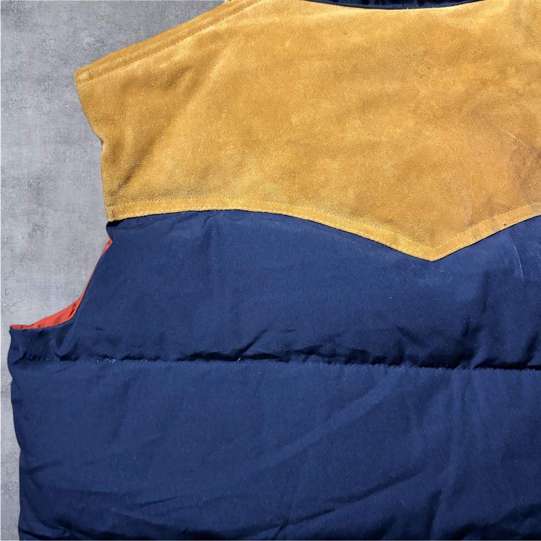 USA製 William Barry レザー切替 ダウンベスト キャメル L