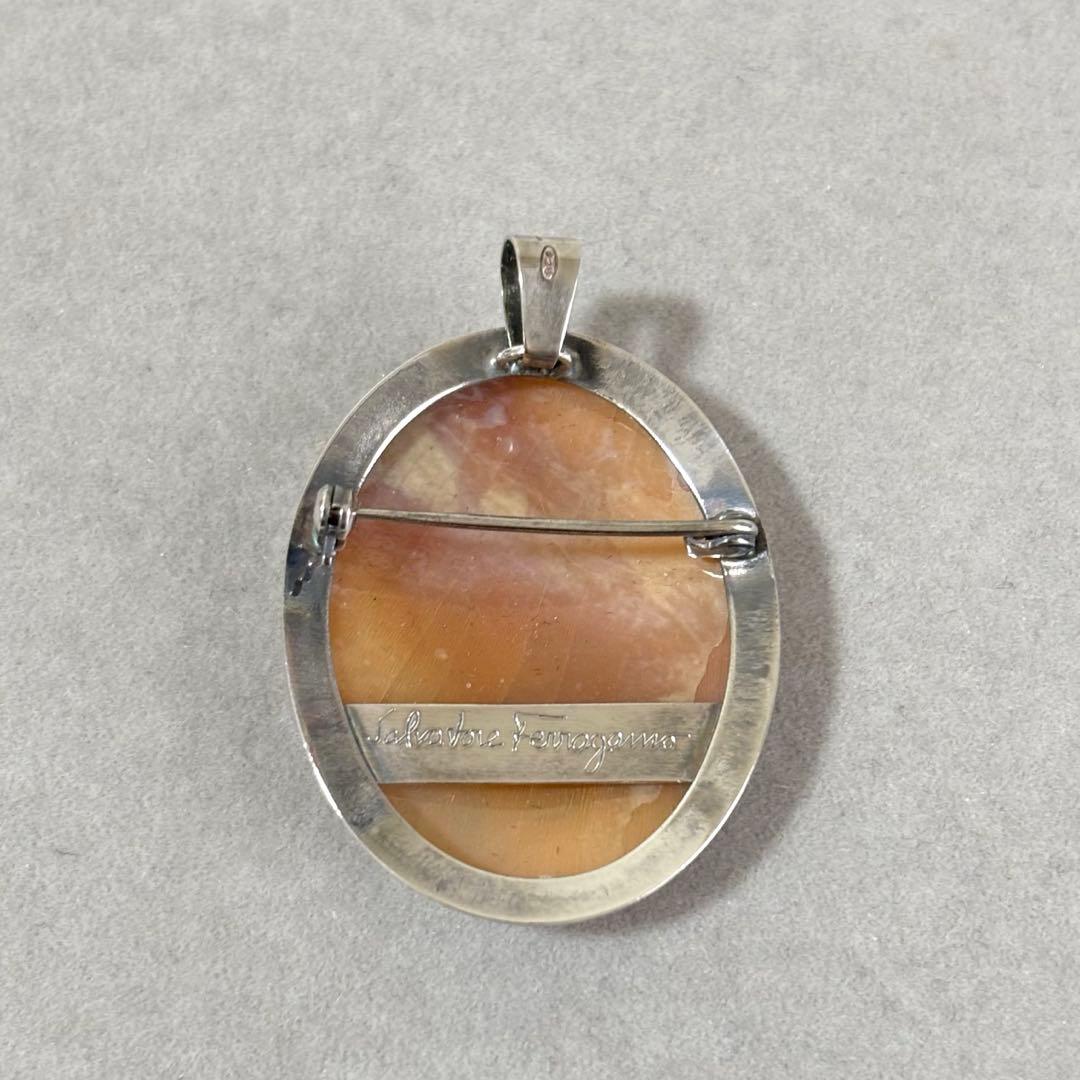 サルバトーレフェラガモ シェル カメオ ブローチ