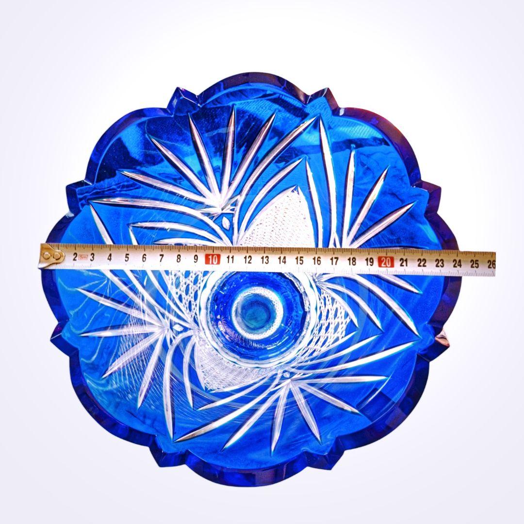 チェコボヘミア花瓶　青　　オブジェ　ビンテージ