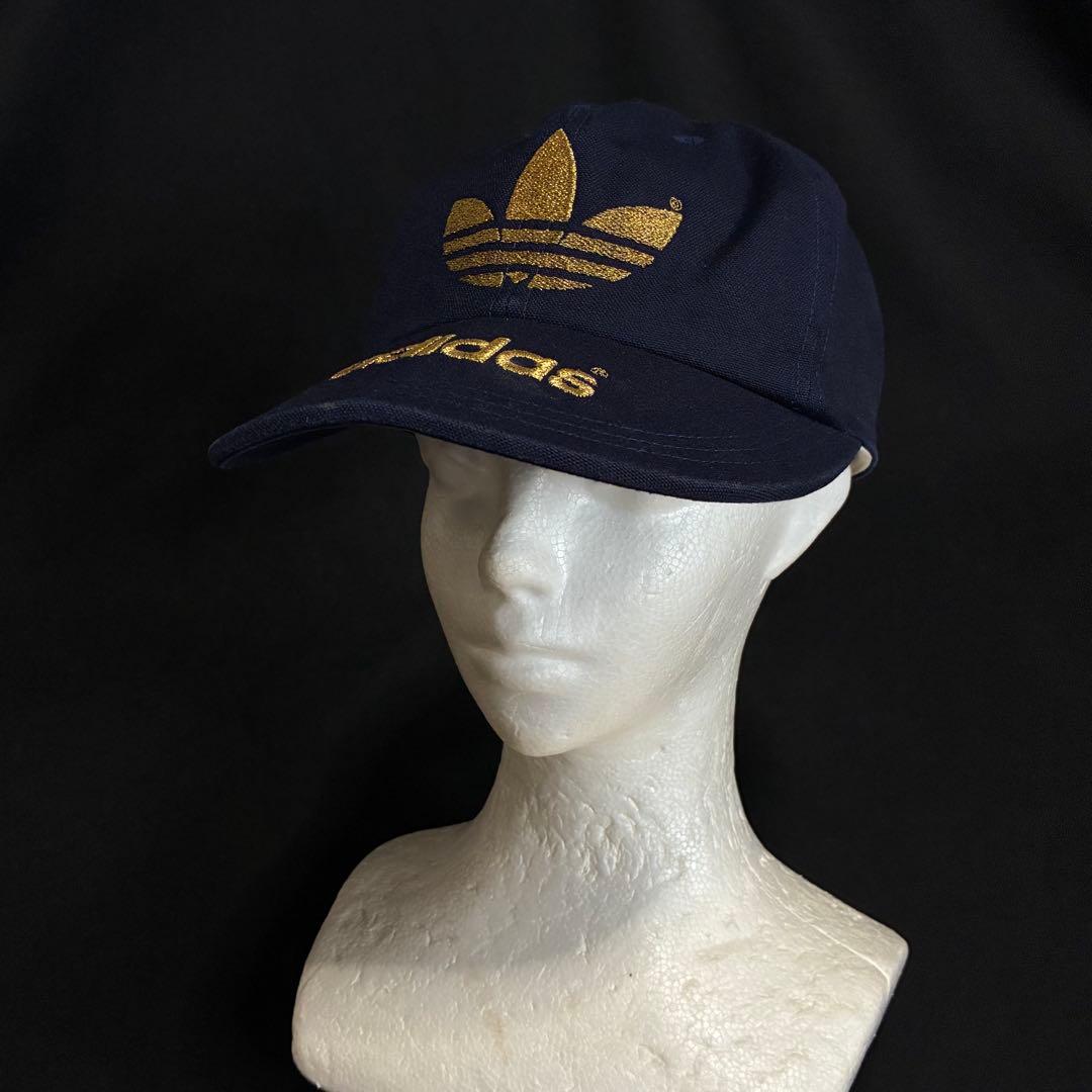 80s old adidas デサント製 キャップ トレフォイルロゴ アディダス
