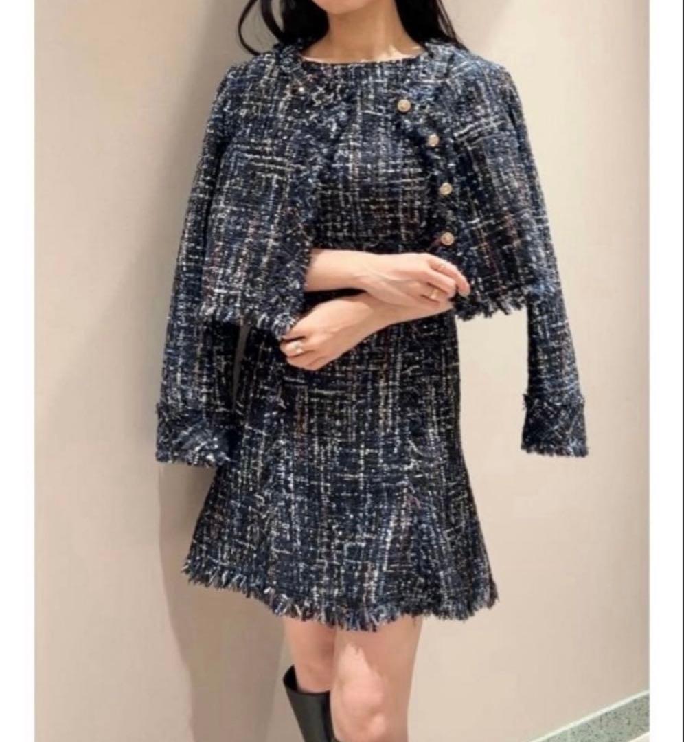 【新品未使用】snidel ツイードミニワンピース　ネイビー　1