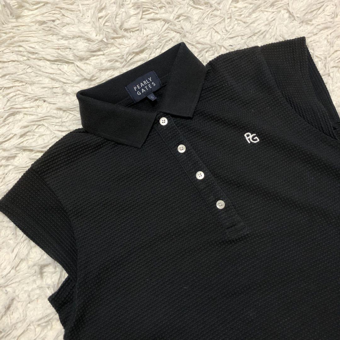 【希少美品】パーリーゲイツ　ポロワンピース　ワッフル地　裾ボーダー　ロゴ入り