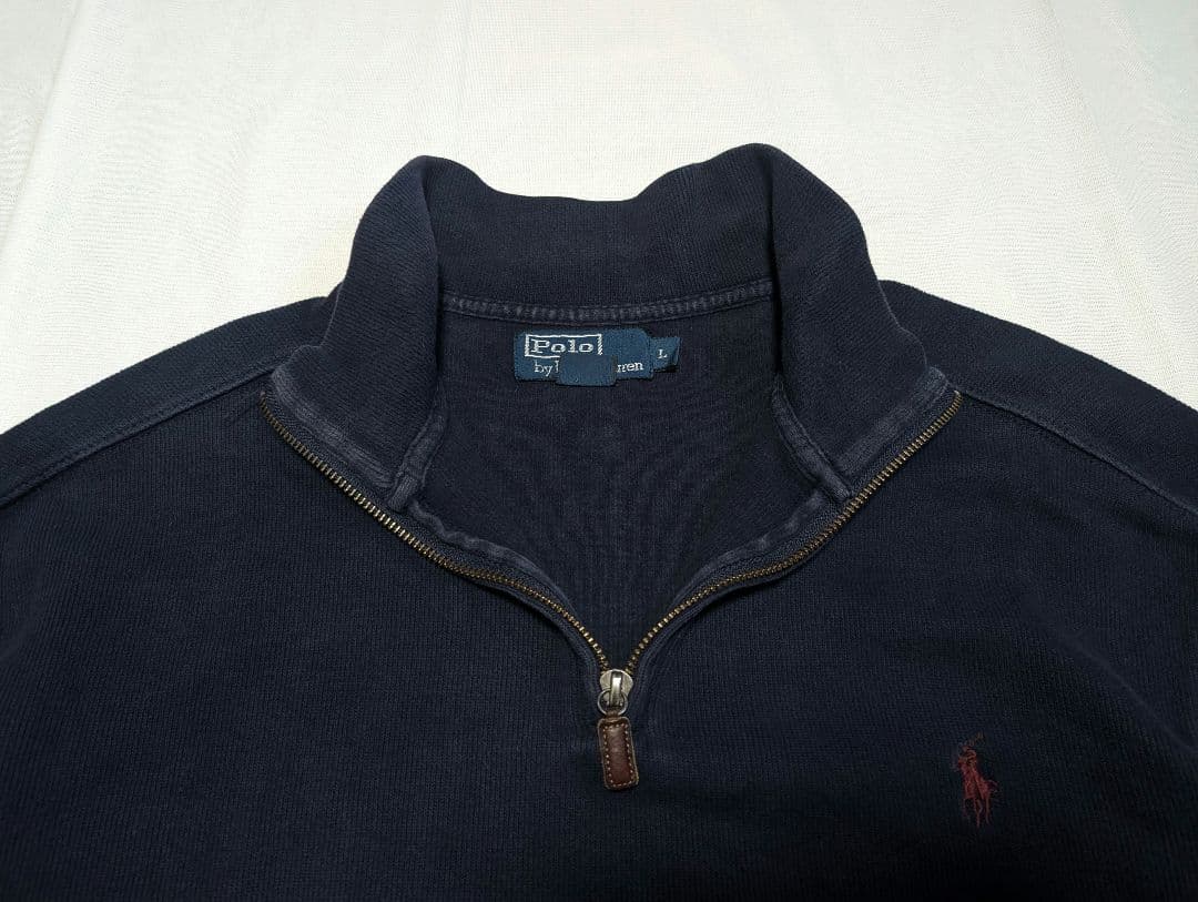 【Ralph Lauren】90sポニー刺繍ハーフジップスウェット　ネイビー