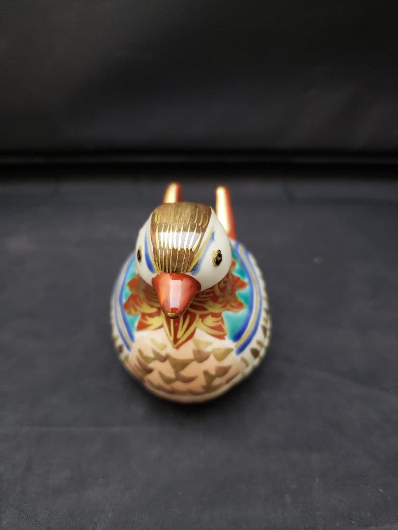 仁清　鴛鴦　香合　御室窯　茶道具　色絵金彩　オシドリ