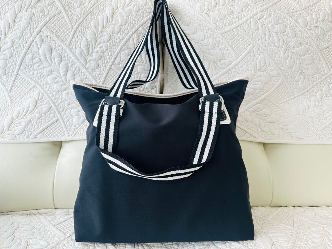 中古☆訳ありCHANEL☆ノベルティトートバッグ 黒ショルダーバッグ2way